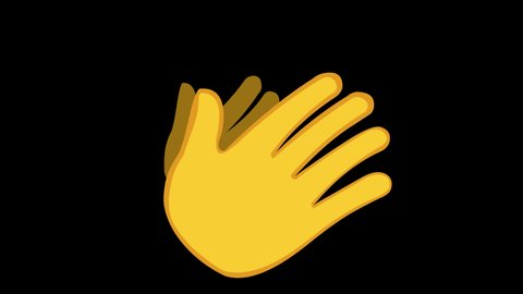 Looped animation of yellow hands clapping on a transparent background