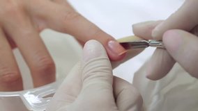Manicure process in a beauty salon