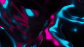 Neon colored liquid waves on dark background. Colorful fluid abstraction flow. Abstract dynamic waving animation