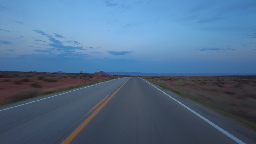 Driving Plate Utah Desert Highway 261 Southbound Evening Multicam Set 01 Front View Southwest USA