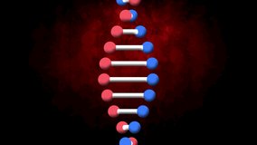 Animation of dna strand over dark background. global medicine and digital interface concept digitally generated video.