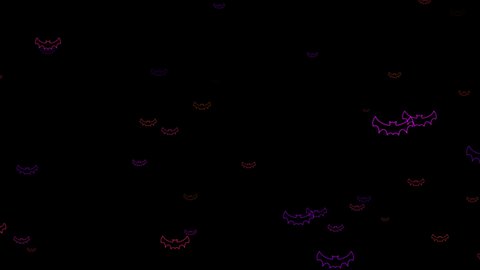 Beautiful Halloween background. Animated glowing neon bat silhouette. Colorful animations 4k quality. Vj animation for nightclubs, LED screens, music videos, social media, festival