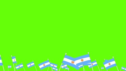 Many waving argentinian flags on green screen