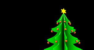Animation of snow falling over christmas tree on dark background. christmas, winter, tradition and celebration concept digitally generated video.