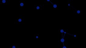 Abstract blue geometrical plexus on black background with lines and dots movement, Blue dots and particles for motion video designers. Animation - Graphics.