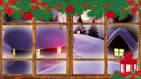 Animation of winter scenery with santa in sleigh with reindeer. christmas, winter, tradition and celebration concept digitally generated video.