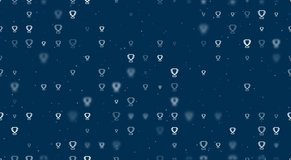Template animation of evenly spaced trophy symbols of different sizes and opacity. Animation of transparency and size. Seamless looped 4k animation on dark blue background with stars