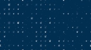 Template animation of evenly spaced school supplies symbols of different sizes and opacity. Animation of transparency and size. Seamless looped 4k animation on dark blue background with stars