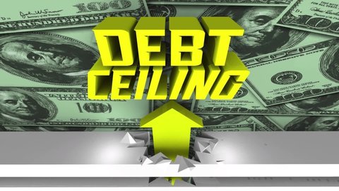 Debt Ceiling Arrow Crashing Through Spending Limit Government Federal Budget Deficit 3d Animation