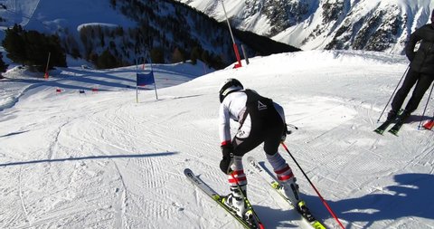 ischgl , tirol , Austria - 01 02 2020: ski racing start of a upcoming ski racer in tirol austria.