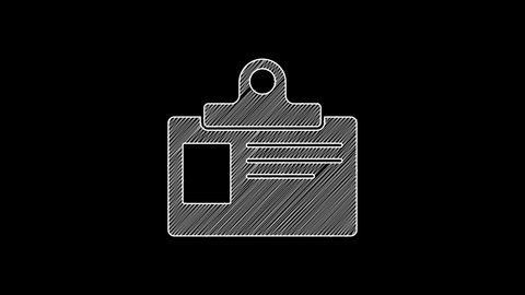 White line Identification badge icon isolated on black background. It can be used for presentation, identity of the company, advertising. 4K Video motion graphic animation.