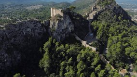 aerial view of the medieval castle of Jativa in Valencia Spain