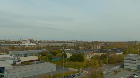 Shooting from a quadrocopter in the industrial district of the city of Chelyabinsk. Bird's-eye view