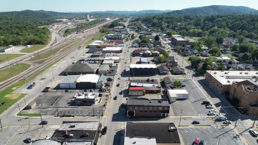 aerial high shot over corbin kentucky in 4k