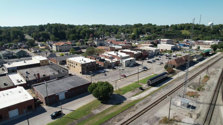 corbin kentucky aerial high over the city, small town usa, small town america, middle america