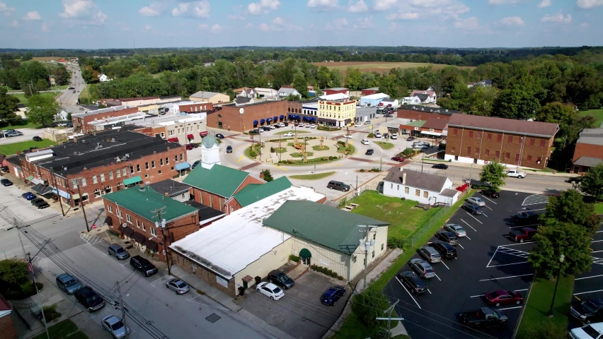 aerial fast zoom into hodgenville kentucky in 4k, captured in 5.4 k