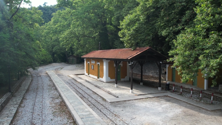 The reserved old Milies train Station  on the slopes of Mount Pelion, Greece 