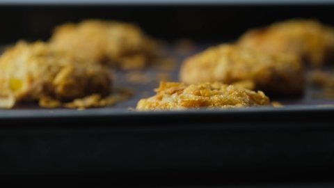 Cornflake Cookies on baking tray.