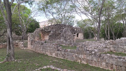 UXMAL, YUCATAN, MEXICO - MAY 2021: Ruins of Uxmal, an ancient Mayan city and archaeological site in Yucatan
