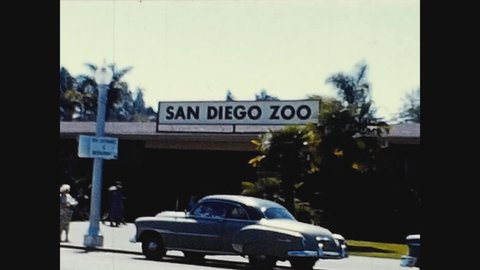 SAN DIEGO, UNITED STATES MARCH 1959: Entrance to the San Diego Zoo in 50's