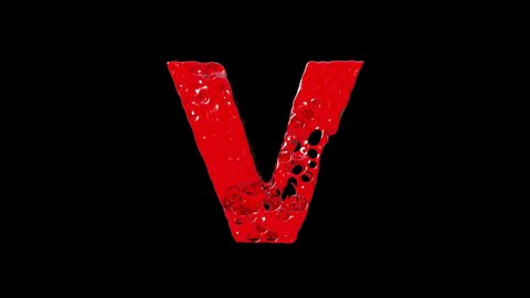 The red color liquid turns to letter V 