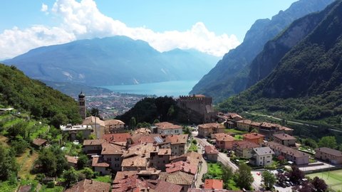 Tenno, Trento, Italy - 08.07.2019: The castle of Tenno, Trentino-Alto Adige, Alto Garda Lake and Ledro Community
