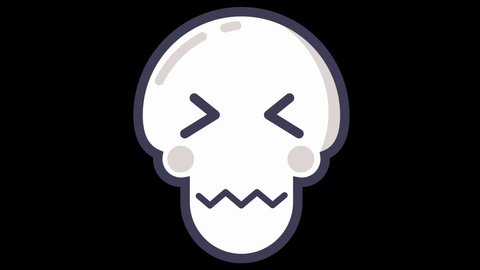 Yuck Skeleton Flat Animated Emoji. Halloween Emoticon Isolated on Transparent Background with Alpha Channel Quicktime ProRes 4444. 4K Ultra HD Video Motion Graphic and Loop Animation.