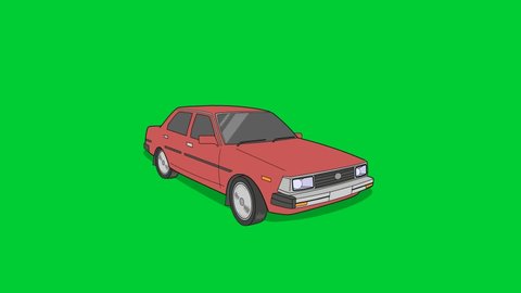 2d animation of classic 80's cars on green screen background. suitable for retro-themed video illustrations
