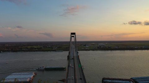 Hale Boggs Memorial Bridge at Sunset in Destrehan, Louisiana
