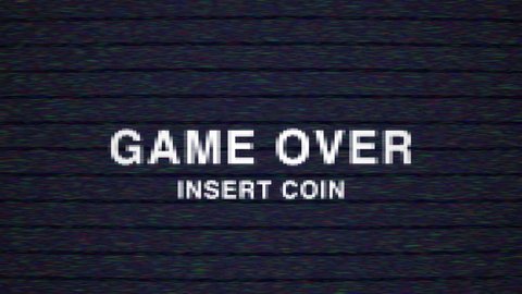 Animated Game Over Insert Coin 80s Retro Text with TV Effects 4K