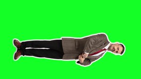 Retro businessman in greeting or invitation. Animation. 4k. Stop motion design, art 2D animation. Man in suit. Modern, conceptual, contemporary art collage. Ad, welcome concept. Vertical video format - Powered by Shutterstock - Get 15% off with code: PIKWIZARD15