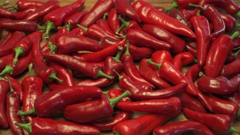 Ripe red chili peppers grown in New Mexico are a culinary delight in the USA. They are a delicious part of Mexican food in the North American southwest.