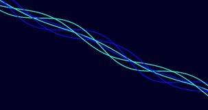 Abstract dark blue background with dynamic 3d lines. blue and neon lines on a blue background. Modern video background animated, screensaver, copy space.
