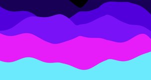 Scrambled cartoon neon 2d waves on a black background. Pink, blue, purple, black. Looping video 4k, 2k, HD, SD 60 fps mp4. Animation of different colors. Motion graphic. Background for smartphone