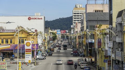 Seremban, Malaysia - 6th October 2021 : Timelapse of a busy street in Jalan Dato' Bandar Tunggal in Seremban town, the capital city of Negeri Sembilan
