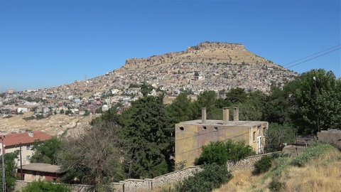 Mardin, Turkey - 15th of June 2021: 4K Viewing the hill of Mardin city
