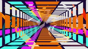 Animation of moving, geometrical, colorful tunnel. global connections, data processing and digital interface concept digitally generated video. - Powered by Shutterstock - Get 15% off with code: PIKWIZARD15