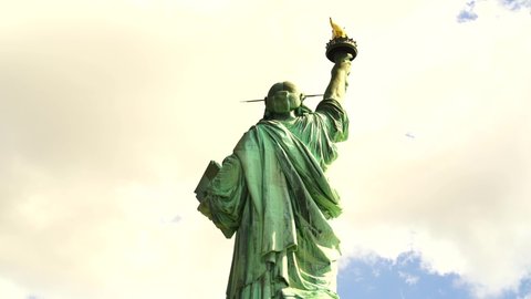 Back of the Statue of Liberty in Liberty Island New York USA :  is a colossal neoclassical sculpture on Liberty Island in New York Harbor within New York City, in the United States.