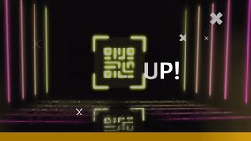 Level up text banner and abstract shapes against covid-19 statistical data processing. video game interface and technology concept - Powered by Shutterstock - Get 15% off with code: PIKWIZARD15