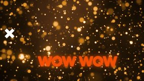 Abstract shapes and wow text against multiple hearts icons floating on blue background. video game interface and technology concept - Powered by Shutterstock - Get 15% off with code: PIKWIZARD15