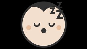 Sleep Dracula Face Flat Animated Emoji. Halloween Emoticon Isolated on Transparent Background with Alpha Channel Quicktime ProRes 4444. 4K Ultra HD Video Motion Graphic and Loop Animation.