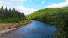 4K Drone Video of Chena River at Angel Rocks Trailhead near Chena Hot Springs Resort in Fairbanks, Alaska during Summer