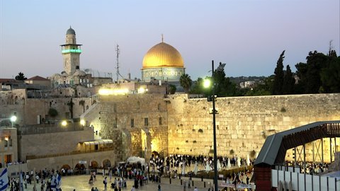 Jerusalem Israel Dome Rock Wailing Wall Stock Footage Video (100% ...