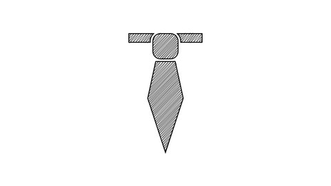 Black line Tie icon isolated on white background. Necktie and neckcloth symbol. 4K Video motion graphic animation.