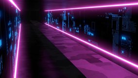 Neon Tunnel VJ Cyberspace Club Purple 3d render loop