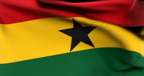Flag of Ghana Waving 3D Animation Close up, 4K UHD 60 FPS 