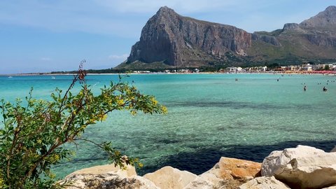San Vito Lo Capo is a small seaside resort in Sicily. Famous for the beach overlooking a bay dominated from above by Monte Monaco. Crystal clear blue sea.