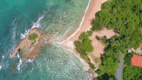 Aerial view drone camera rotate Amazing sea beach beautiful phuket island Travel and tour background High quality video footage from drone camera High angle view