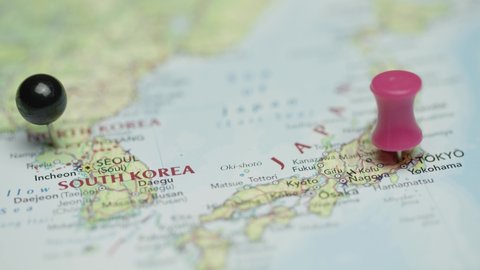 map rotating south korea and japan