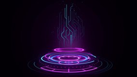 4K HUD holograms portal GUI, UI design. digital technology. Circle podium. Hi tech panel hologram light. VR projector, portal, podium. Futuristic interface. Hi-tech communication innovation. - Powered by Shutterstock - Get 15% off with code: PIKWIZARD15